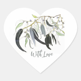 Adesivo Coração Cor d'água da folha verde macia com amor