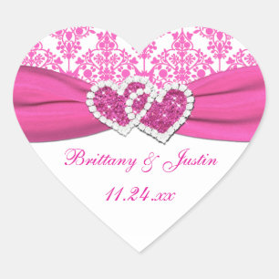 Adesivo Coração Cor-de-rosa, branco Damasco unido ao coração