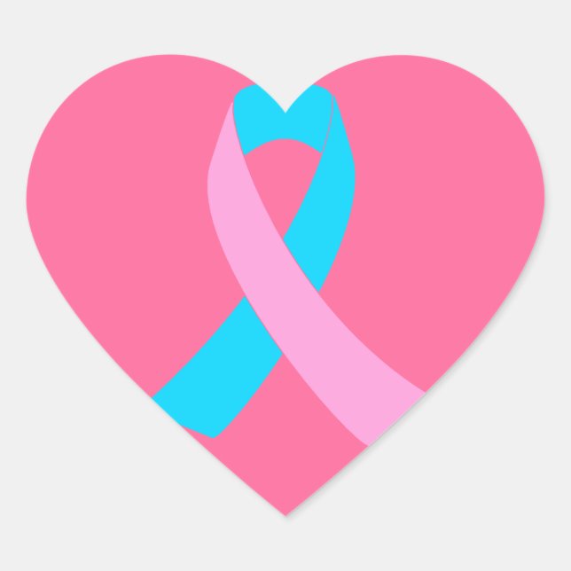 Adesivo Coração Cor-de-rosa e azul - Fita de Consciência da Infert (Frente)