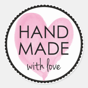 Adesivo Coração cor-de-rosa Handmade com amor