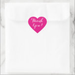 Adesivo Coração Cor personalizada de fundo do coração obrigado que<br><div class="desc">Obrigado cardíaco de fundo personalizado que você cola para casamento, chá de panela, noivado, aniversário, aniversário, chá de fraldas etc. Cartazes com a mensagem de agradecimento. Cor de fundo rosa coral ou personalizada. Texto de script elegante. Vedantes de envelopes perfeitos / selador ou etiqueta de festa de casamento para agradecer...</div>