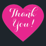 Adesivo Coração Cor personalizada de fundo do coração obrigado que<br><div class="desc">Obrigado cardíaco de fundo personalizado que você cola para casamento, chá de panela, noivado, aniversário, aniversário, chá de fraldas etc. Cartazes com a mensagem de agradecimento. Cor de fundo rosa coral ou personalizada. Texto de script elegante. Vedantes de envelopes perfeitos / selador ou etiqueta de festa de casamento para agradecer...</div>