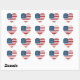 Adesivo Coração Coração da bandeira americana dos EUA (Folha)