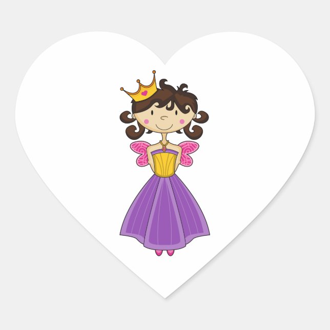 Adesivo Coração Coração da Princesa Real Bonita (Frente)