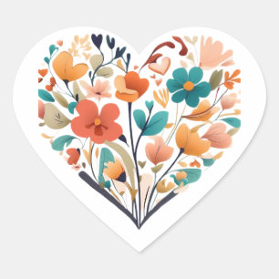 Adesivo Coração coração das flores