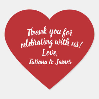 Adesivo Coração Coração de Agradecimentos Personalizáveis por Scri
