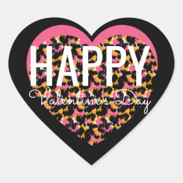 Adesivo Coração Coração de Impressão Animal do dia de os namorados
