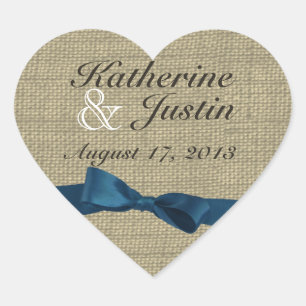 Adesivo Coração Coração de serapilheira e arco azul escuro