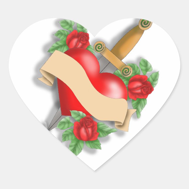 Adesivo Coração Coração de Tatuagem Personalizada (Frente)