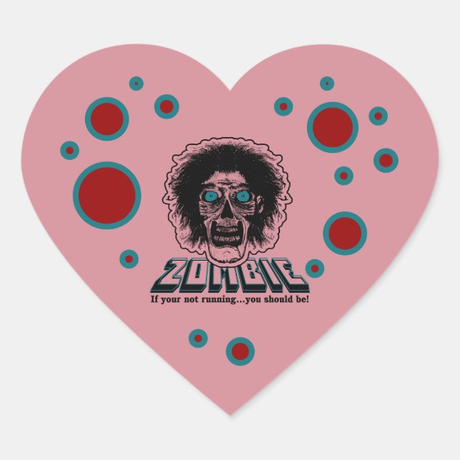 Adesivo Coração Coração de Zumbi rosa (Frente)