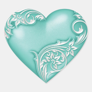 Adesivo Coração Coração - Deslocar Aqua Branco