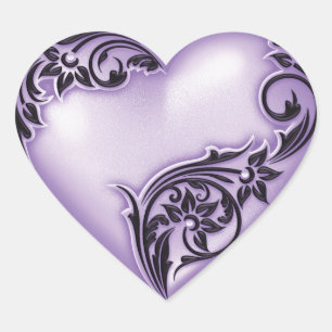 Adesivo Coração Coração - Deslocar Lilac com Preto