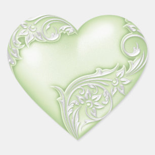 Adesivo Coração Coração - Deslocar Verde Suave com Branco