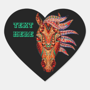 Adesivo Coração Coração do mosaico da joia do cavalo