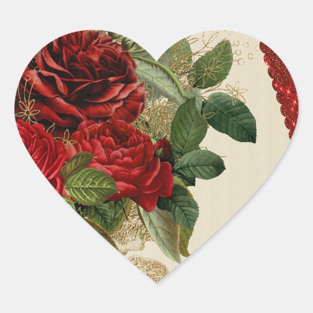 Adesivo Coração coração dos rosas (Frente)