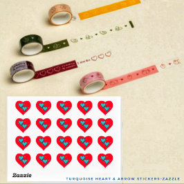 Adesivo Coração Coração e Seta Turquesa