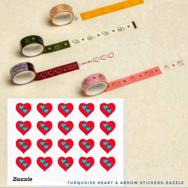 Adesivo Coração Coração e Seta Turquesa (Criador carregado)