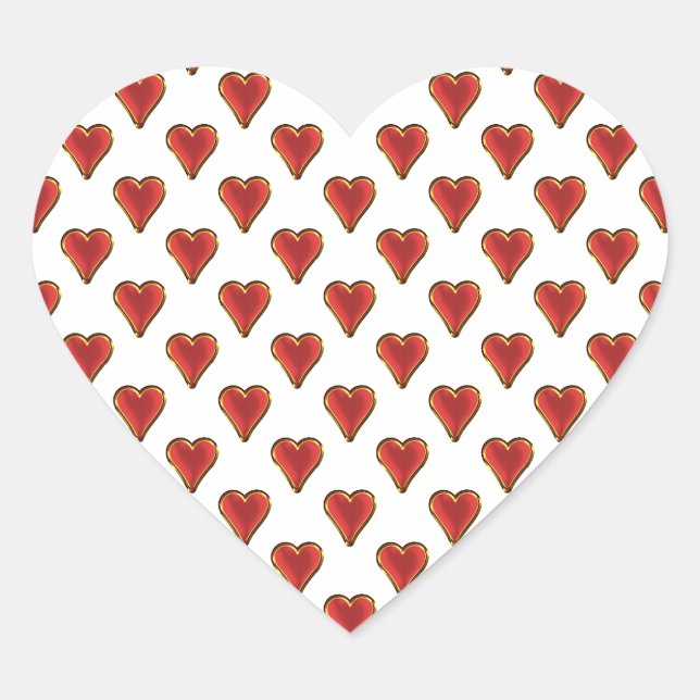 Adesivo Coração Coração Engraçado Padrão de ouro vermelho + seu tr (Frente)