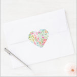 Adesivo Coração Coração Floral de Aquarela<br><div class="desc">Padrão floral colorido no efeito de aquarela sobre fundo branco. A cor de fundo pode ser alterada.</div>