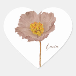 Adesivo Coração Coração floral de Moca elegante minimalista