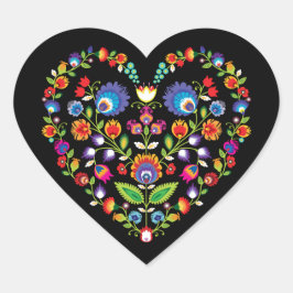 Adesivo Coração Coração Folclore, estilo Wycinanki