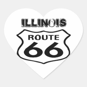 Adesivo Coração Coração gasto de Illinois do estado da rota 66 d