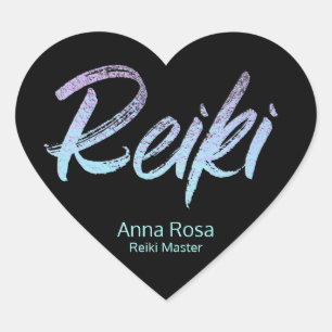 Adesivo Coração Coração iridescente de Reiki do *~* azul,