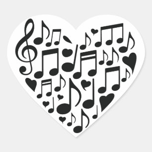 Adesivo Coração Coração Musical Design Notas Musicais Tema