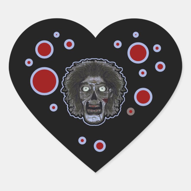 Adesivo Coração Coração Preto de Zumbi (Frente)