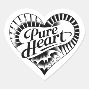 Adesivo Coração Coração "Puro" em Estilo de Tatuagem Vintage