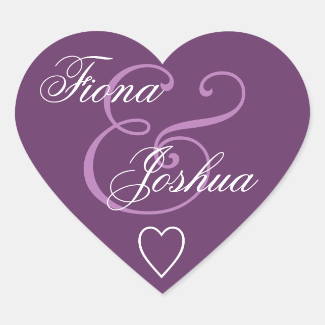 Adesivo Coração Coração V13 de Casamento de Envelope Roxo (Frente)