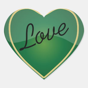 Adesivo Coração Coração verde-claro brilhante do amor elegante