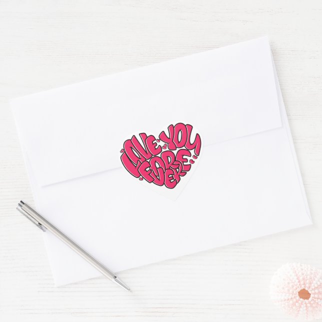 Adesivo Coração Coração Vermelho com a palavra Amo-te para sempre  (Envelope)