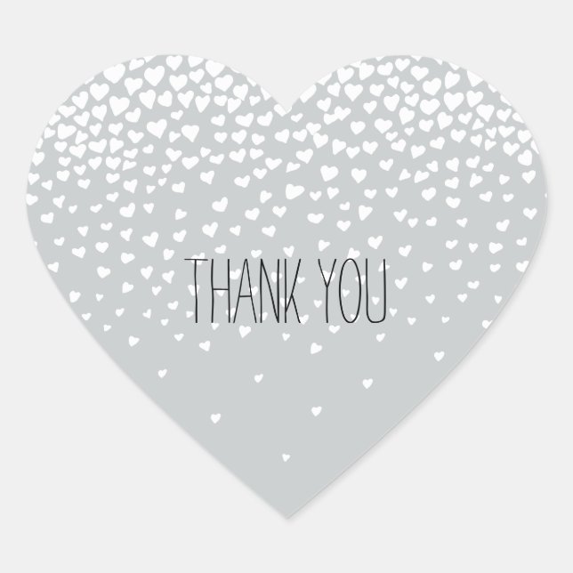 Adesivo Coração Corações de Confetti Branco da cinza (Frente)