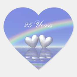 Adesivo Coração Corações de Prata de Aniversário de 25 Anos