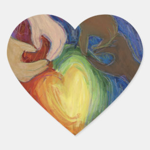 Adesivo Coração Corações e Mãos Adoram Diversidade Arte Palitos De