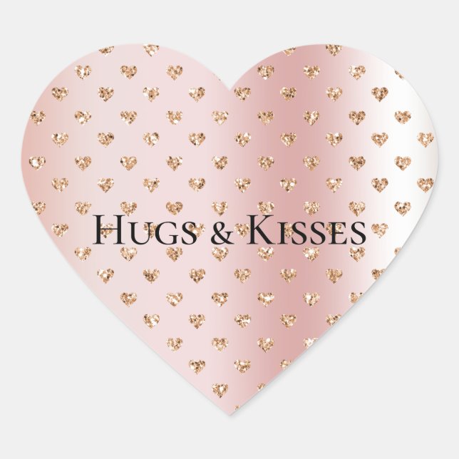 Adesivo Coração Corações Luminosas Douradas com Rosa Blush (Frente)