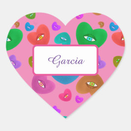 Adesivo Coração Corações Multicoloridos com Namorados de Amor