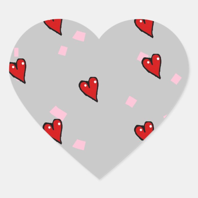 Adesivo Coração Corações vermelhos nas cinzas (Frente)