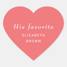 Adesivo Coração Coral Simples Sunset Elegante com Casamento Monogr