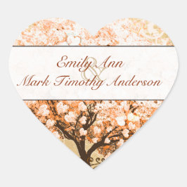 Adesivo Coração Coral Swirl Coração Folha de Folha Seal