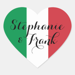 Adesivo Coração Cores da Bandeira Italiana Casamento