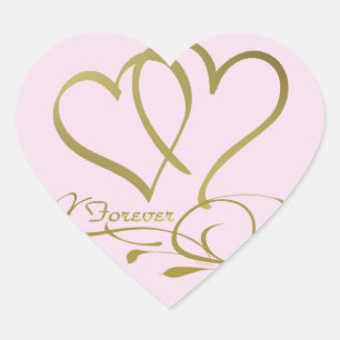 Adesivo Coração Cores de fundo editáveis Forever Hearts Gold