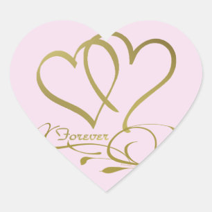 Adesivo Coração Cores de fundo editáveis Forever Hearts Gold