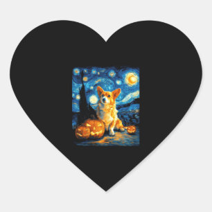 Adesivo Coração Corgi Dog Lovers Painting of van gogh starry night