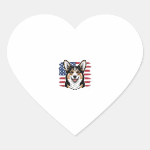 Adesivo Coração Corgi Patriótico Bandeira Americana Desenho Vetori