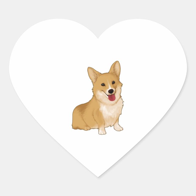 Adesivo Coração Corgi sorridente (Frente)