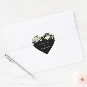 Adesivo Coração Coroa de casamento elegante de snowberry+eucalipto