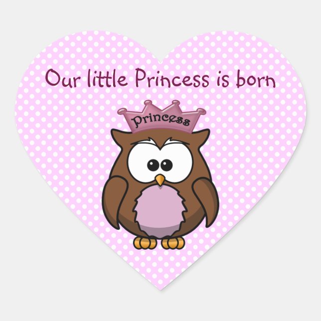 Adesivo Coração Coruja princesa (Frente)