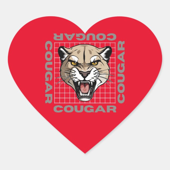 Adesivo Coração cougar life (Frente)